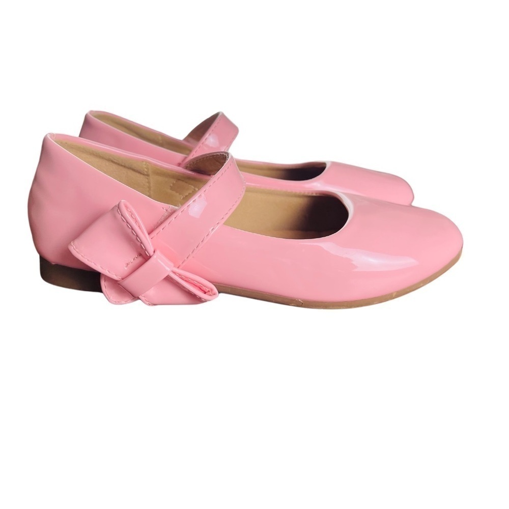 Lucky Top Girls Flat Mary Jane Pink  Shoes Size 2 with Bow Detail